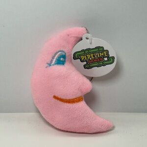 Pink Crescent Moon Plush Keychain Bag Charms